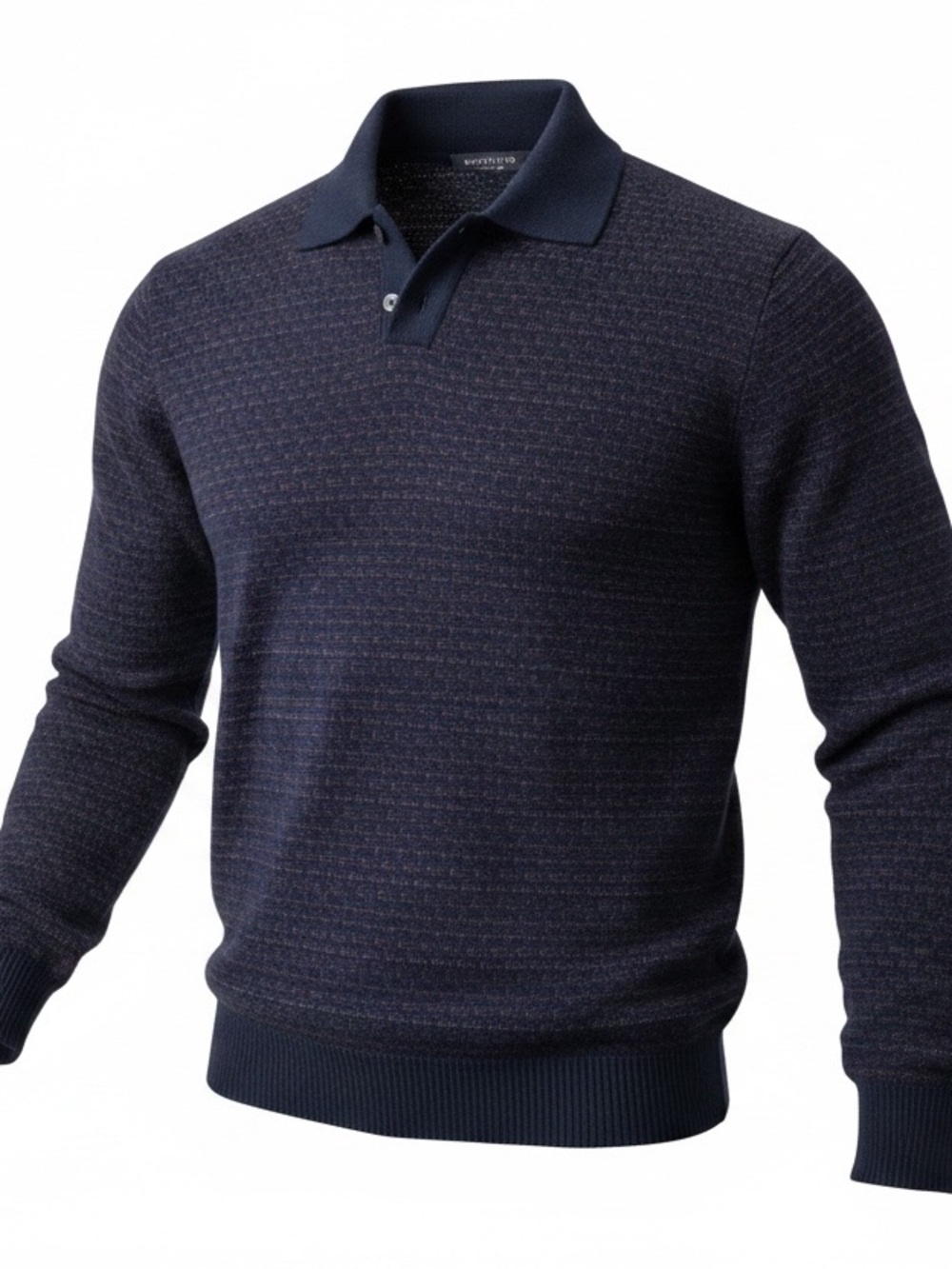 New NWT Merino Wool Men's Navy Patterned Knit Polo Pull over Sweater Medium’s